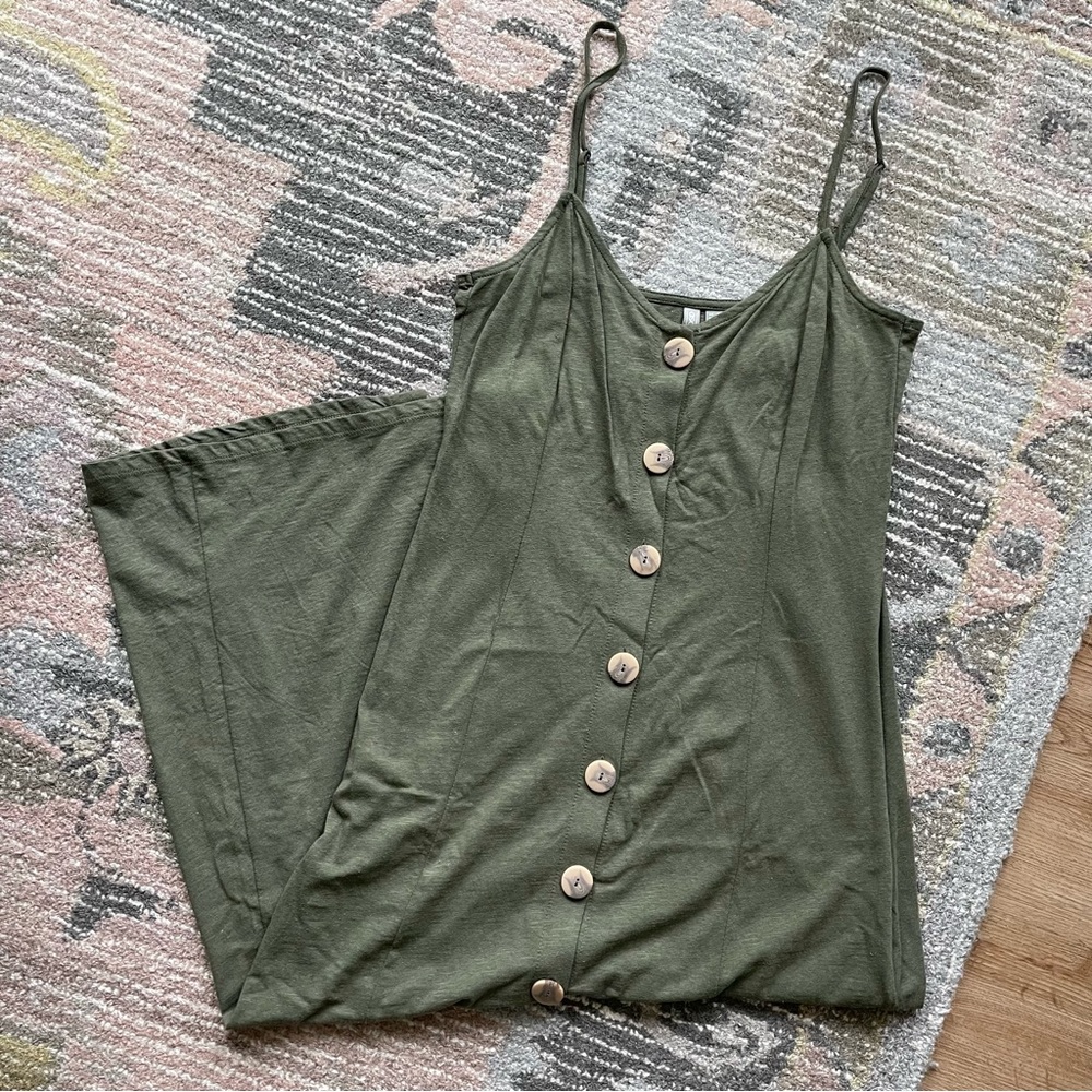 ASOS green button down midi dress